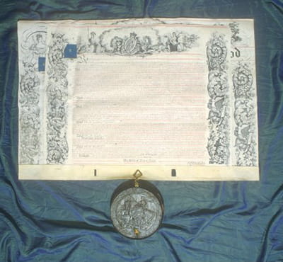 A photograph of the College's Royal Charter