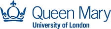blue queen mary university of London logo on a white background