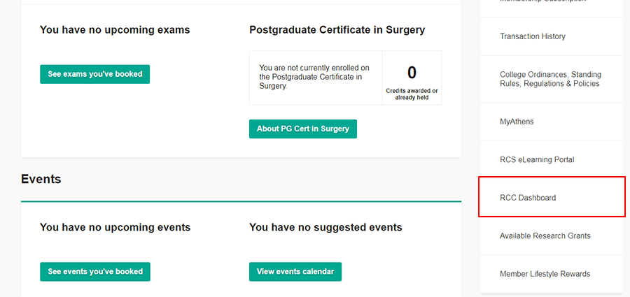 RCC Dashboard link