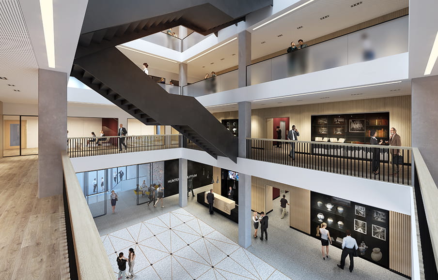 Artists impression of the new central atrium at the redeveloped Royal College of Surgeons