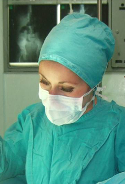 paediatric surgery registrar naomi wright in operating theatre