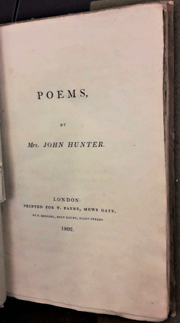 2: Titlepage of Poems by Mrs Anne Hunter, 1802