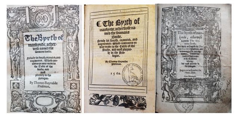 Titlepages for editions of The Birth of Mankind