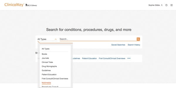 ClinicalKey Images 1: search box