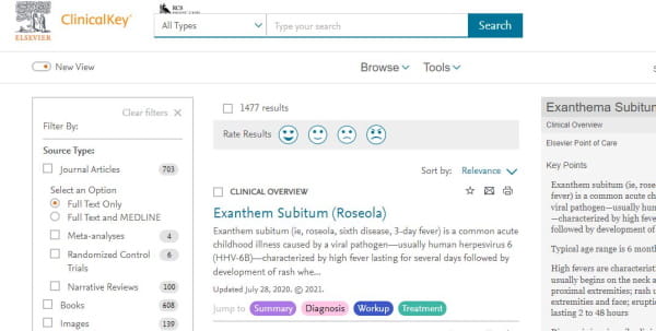 ClinicalKey: view toggle