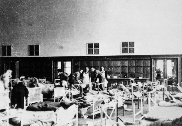 Holocaust Memorial Day 2021 3: Medical students at Belsen in converted hospital ward