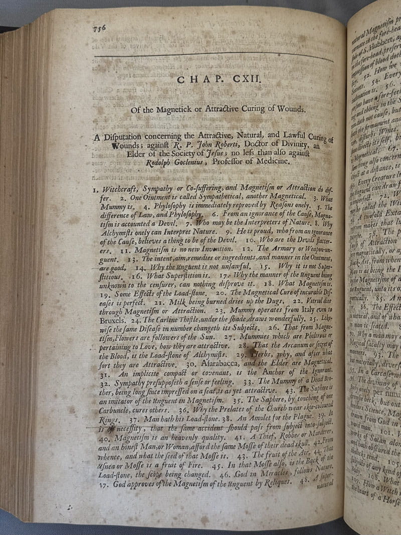 A printed page showing the chapter heading Of the Magnetick or Attractive Curing of Wounds