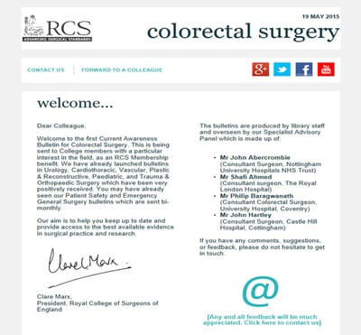 Colorectal Current Awareness Bulletin - Welcome