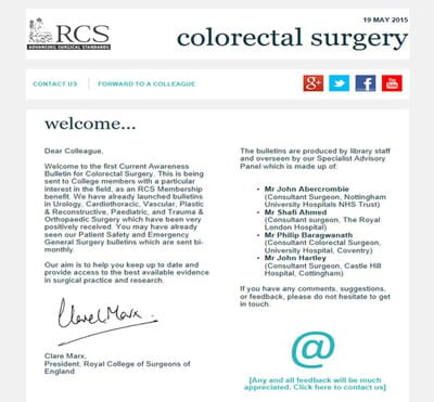 Colorectal Current Awareness Bulletin - Welcome