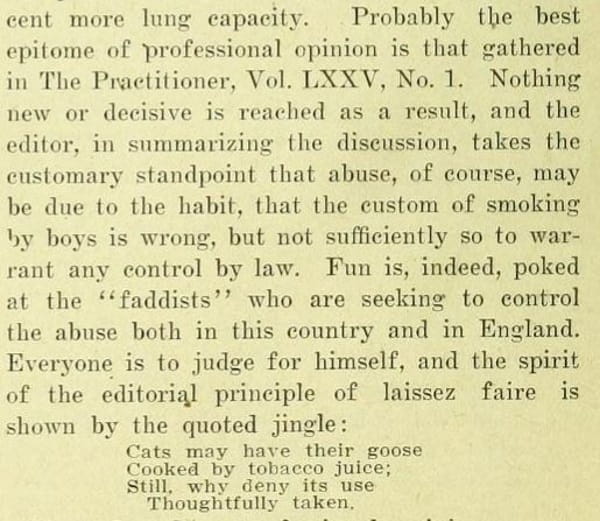 Tobacco 4: An extract from ‘The “Seven Deadly Sins” of Civilisation highlighting the hesitation to install legislation to control smoking.