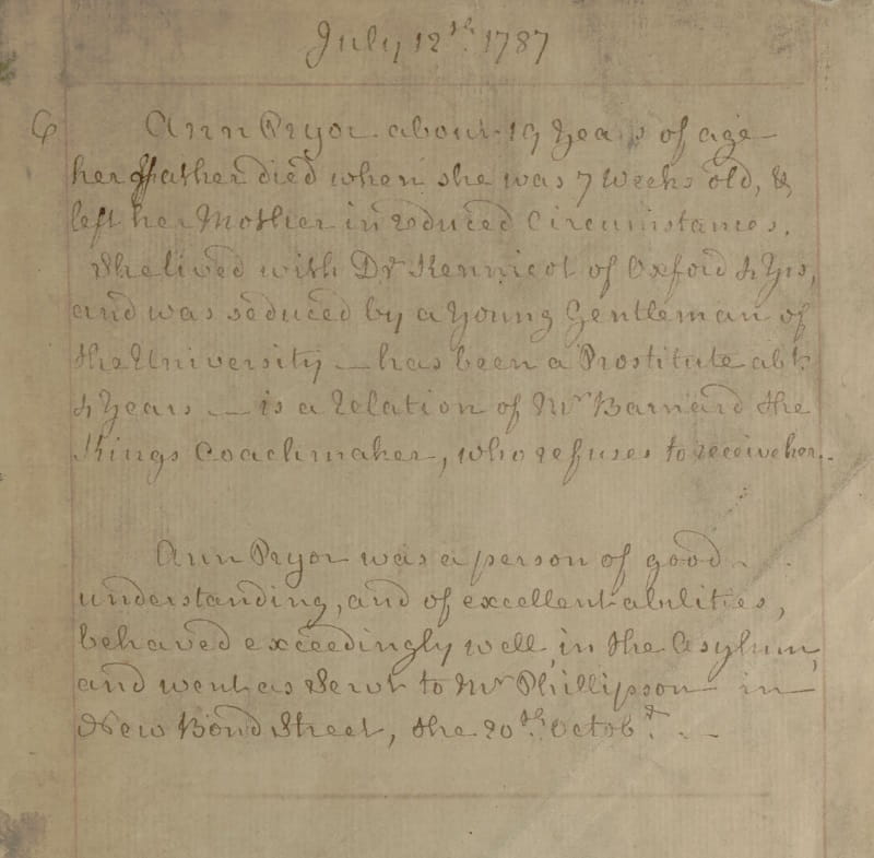 A hand-written extract from a log book, dated "July 12th 1787".