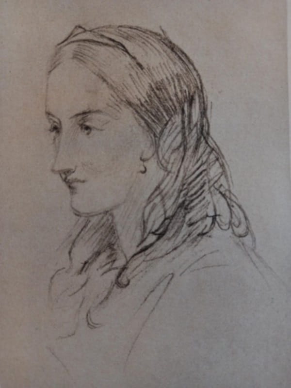 A sketch of a young woman