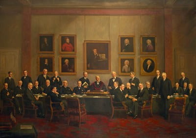The Royal College of Surgeons of England Council 1926-1927; oil on canvas by Moussa Ayoub, 1929