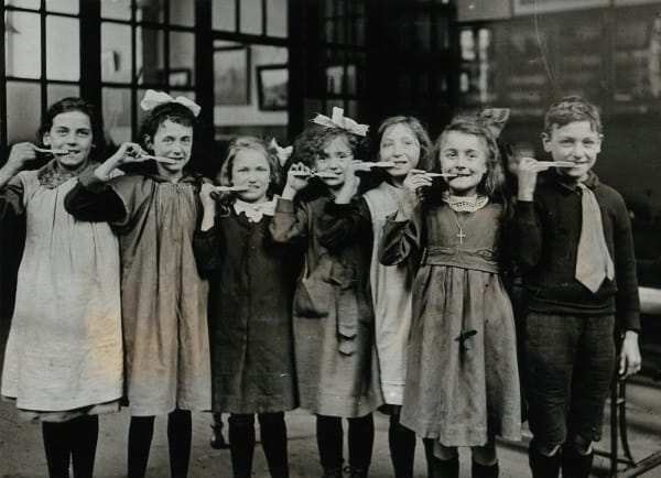 Pedley 4: tooth-brush drill at school, England