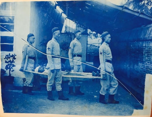 Surgeon cadets at stretcher drill